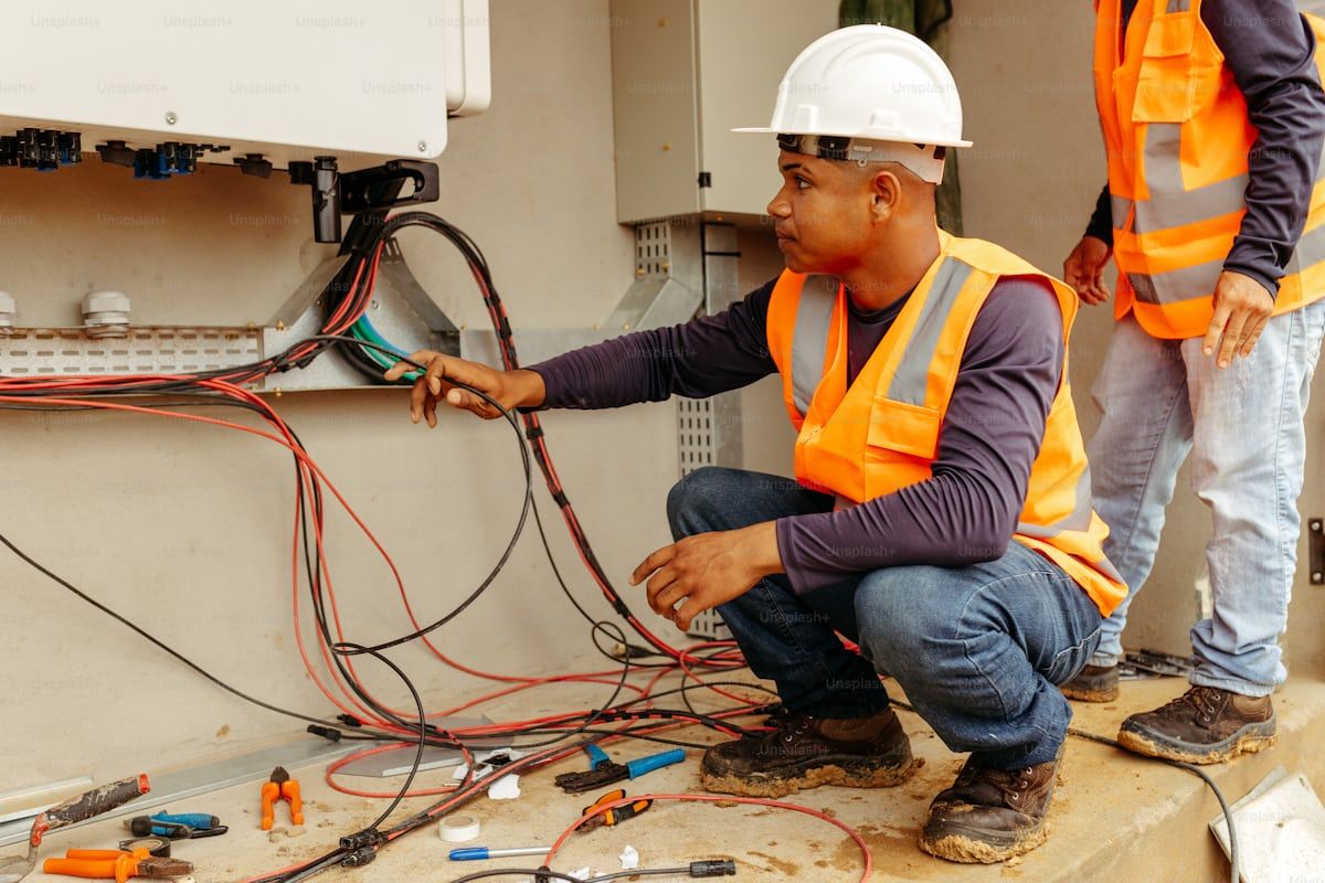Electricista trabajando